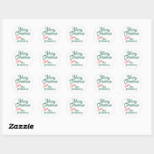 Red Green Script Individuelle Name Frohe Weihnacht Runder Aufkleber (Blatt)