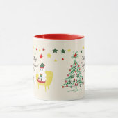 Red Green Script Star Tree Moderne Frohe Weihnacht Tasse (Zentrum)
