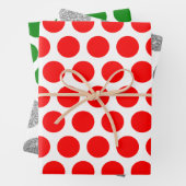 Red Green Silver Glitzer Polka Dog Weihnachten Geschenkpapier Set (Beispiel)