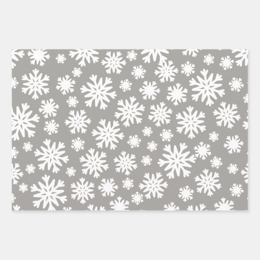 Red Green Silver Grau Schneeflocken Weihnachtsfeie Geschenkpapier Set (Vorderseite 3)