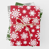Red Green Silver Grau Schneeflocken Weihnachtsfeie Geschenkpapier Set (Beispiel)