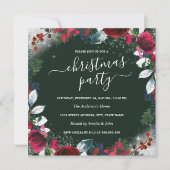 Red Green Silver Sparkle Wreath Weihnachts-Party Einladung (Vorderseite)