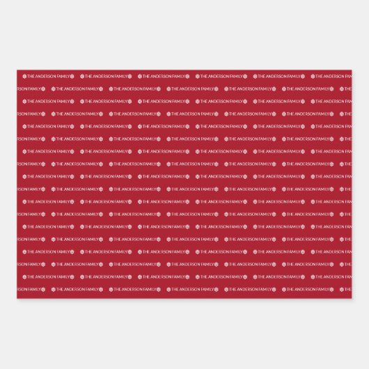 Red Green Silver Wiederholung Name Muster Weihnach Geschenkpapier Set (Vorderseite)