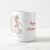 Red Green Sleigh Script Trendy Einzigartige Weihna Kaffeetasse (Vorderseite Links)