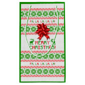 Red Green Snowflake Bow Ugly Christmas Sweater Kleine Geschenktüte (Rückseite)