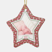 Red Green Snowflake Star Baby's First Christmas Keramik Ornament (Links)