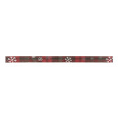 Red Green Snowflakes Rustikales Muster Weihnachten Satinband (Vorderseite)