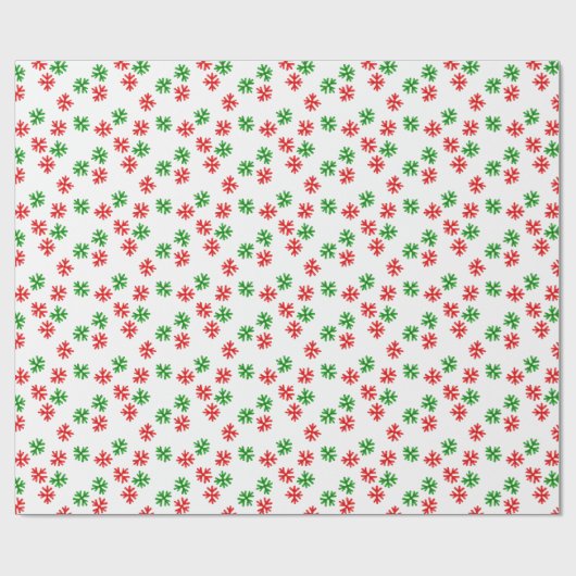 Red Green Snowflakes Weihnachtsmuster Geschenkpapier (Flach)