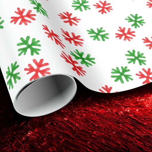 Red Green Snowflakes Weihnachtsmuster Geschenkpapier