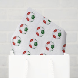 red green soccer balls pattern seidenpapier