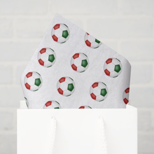 red green soccer balls pattern seidenpapier (Geschenktüte)