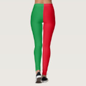 Red & Green Solid Color Block Weihnachten Leggings (Rückseite)