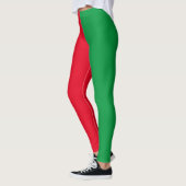 Red & Green Solid Color Block Weihnachten Leggings (Links)
