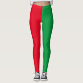 Red & Green Solid Color Block Weihnachten Leggings (Vorderseite)