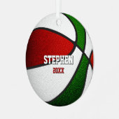 red green sports team colors gifts basketball ornament aus metall (Vorderseite links)