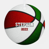 red green sports team colors gifts basketball ornament aus metall (Rückseite)
