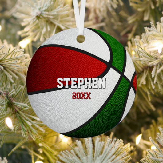 red green sports team colors gifts basketball ornament aus metall (InSitu)