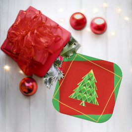 Red Green Square Joyoux Weihnachten Paper Plate Pappteller