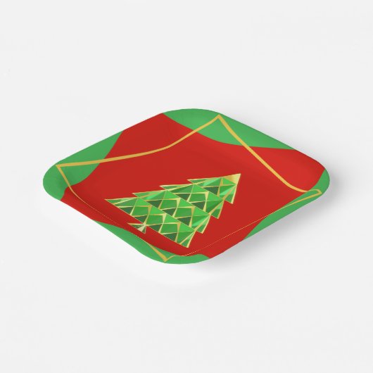 Red Green Square Joyoux Weihnachten Paper Plate Pappteller (Gewinkelt)
