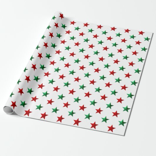 Red Green Stars Geschenkpapier (Ungerollt)