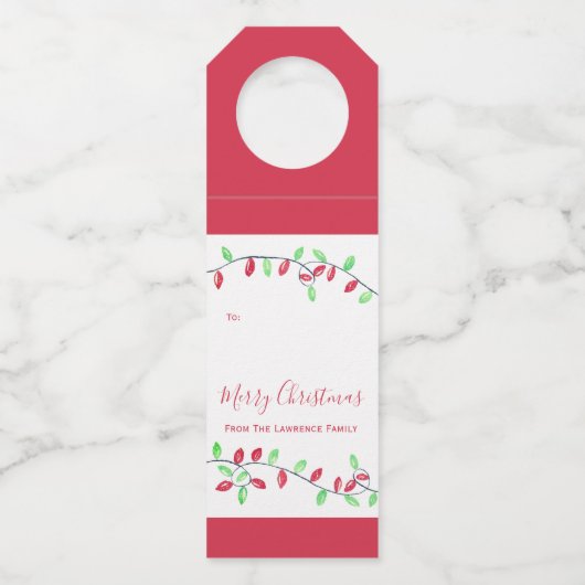 Red Green String Lights Weihnachtsgeschenk Flaschenanhänger (Vorderseite)