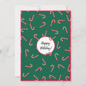 Red & Green Strip Candy Happy Holiday Card (Vorderseite)
