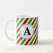 Red Green Strip Weihnachtsmonogramm Kaffeetasse (Links)