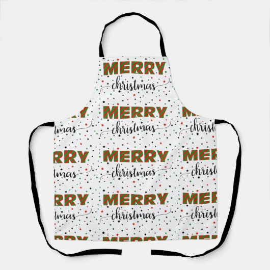 Red Green Striped Frohe Weihnachtsstars Schürze (Vorderseite)