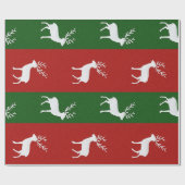 Red Green Stripes and White Reindeer Silhouette Geschenkpapier (Flach)