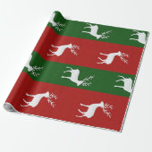 Red Green Stripes and White Reindeer Silhouette Geschenkpapier (Ungerollt)