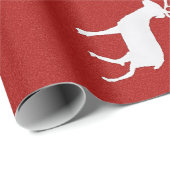 Red Green Stripes and White Reindeer Silhouette Geschenkpapier (Rolleneckpunkt)