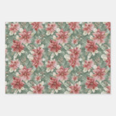 Red Green Stripes Floral Christmas Geschenkpapier Set (Vorderseite 2)