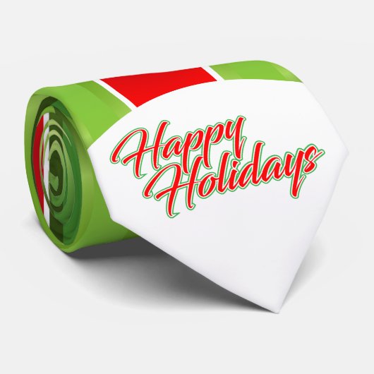 Red Green Stripes mit Happy Holidays on Krawatte (Gerollt)