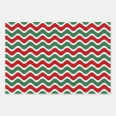 Red Green Stripes Muster Weihnachten Geschenkpapier Set (Vorderseite)