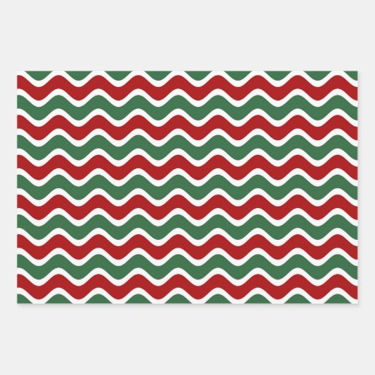 Red Green Stripes Muster Weihnachten Geschenkpapier Set (Vorderseite)