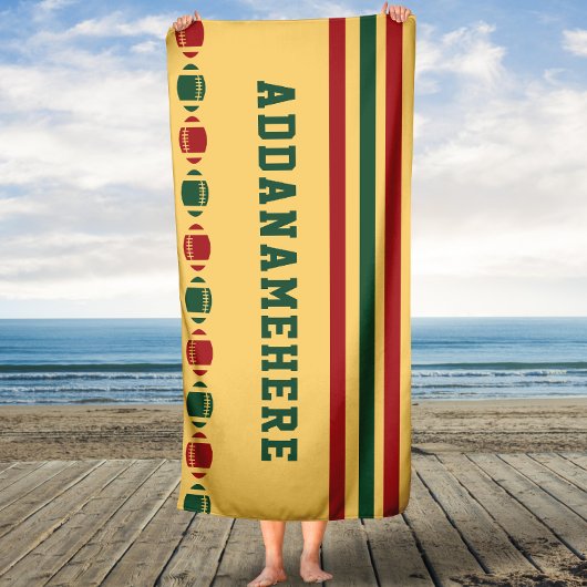 Red Green Strips Fußball Personalisiert Bath Handt Badehandtuch