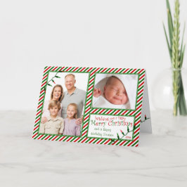 Red Green Strips, Lights Christmas Foto Card Feiertagskarte