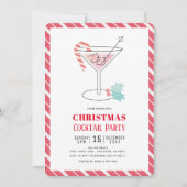 Red & Green Strips Weihnachtscocktail Party Einladung (Vorderseite)