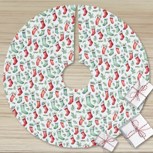 Red Green Strumpfs Holly Christmas Polyester Weihnachtsbaumdecke
