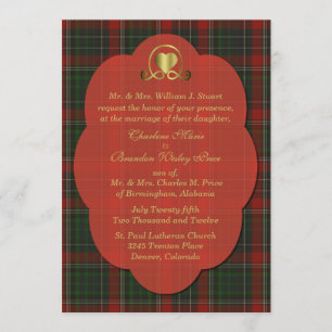 Red & Green Stuart Tartan Karierte Custom Wedding Einladung