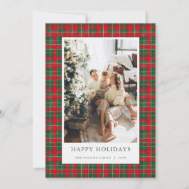 Red & Green Tartan Christmas Photo Holiday Card Feiertagskarte