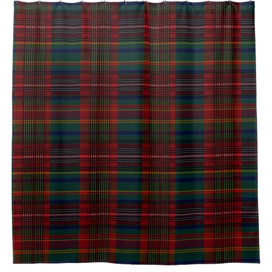 Red Green Tartan Gingham Scottish Kariert Pattern Duschvorhang (Vorderseite)