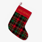 Red Green Tartan Kariert Personalisiert Kleiner Weihnachtsstrumpf (Vorderansicht (hängend))