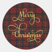 Red Green Tartan Plaid Merry Christmas Sticker (Vorderseite)