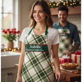 Red Green Tartan Plaid Personalized Christmas  Apr Schürze