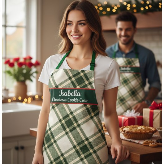 Red Green Tartan Plaid Personalized Christmas  Apr Schürze