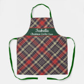Red Green Tartan Plaid Personalized Christmas Schürze (Vorderseite)
