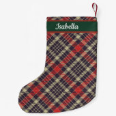Red & Green Tartan Plaid Personalized  Kleiner Weihnachtsstrumpf (Rückseite)
