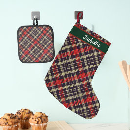 Red & Green Tartan Plaid Personalized  Kleiner Weihnachtsstrumpf