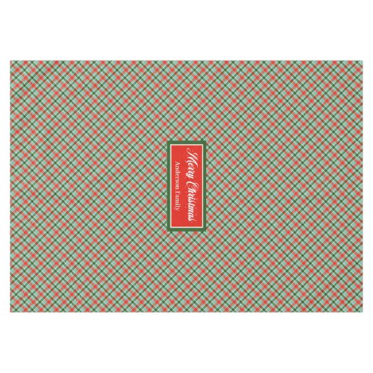 Red Green Tartan Tablecloth Chic Custom Name Style Tischdecke (Vorderseite (Horizontal))